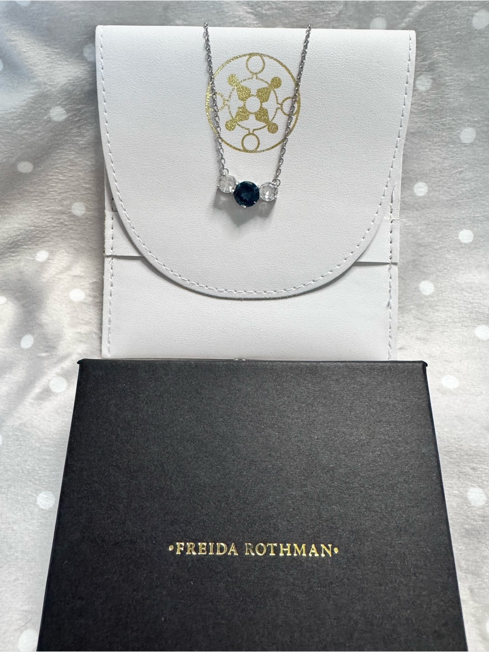 Freida Rothman VAULT Sterling Silver Necklace with London Blue and Clear Stones